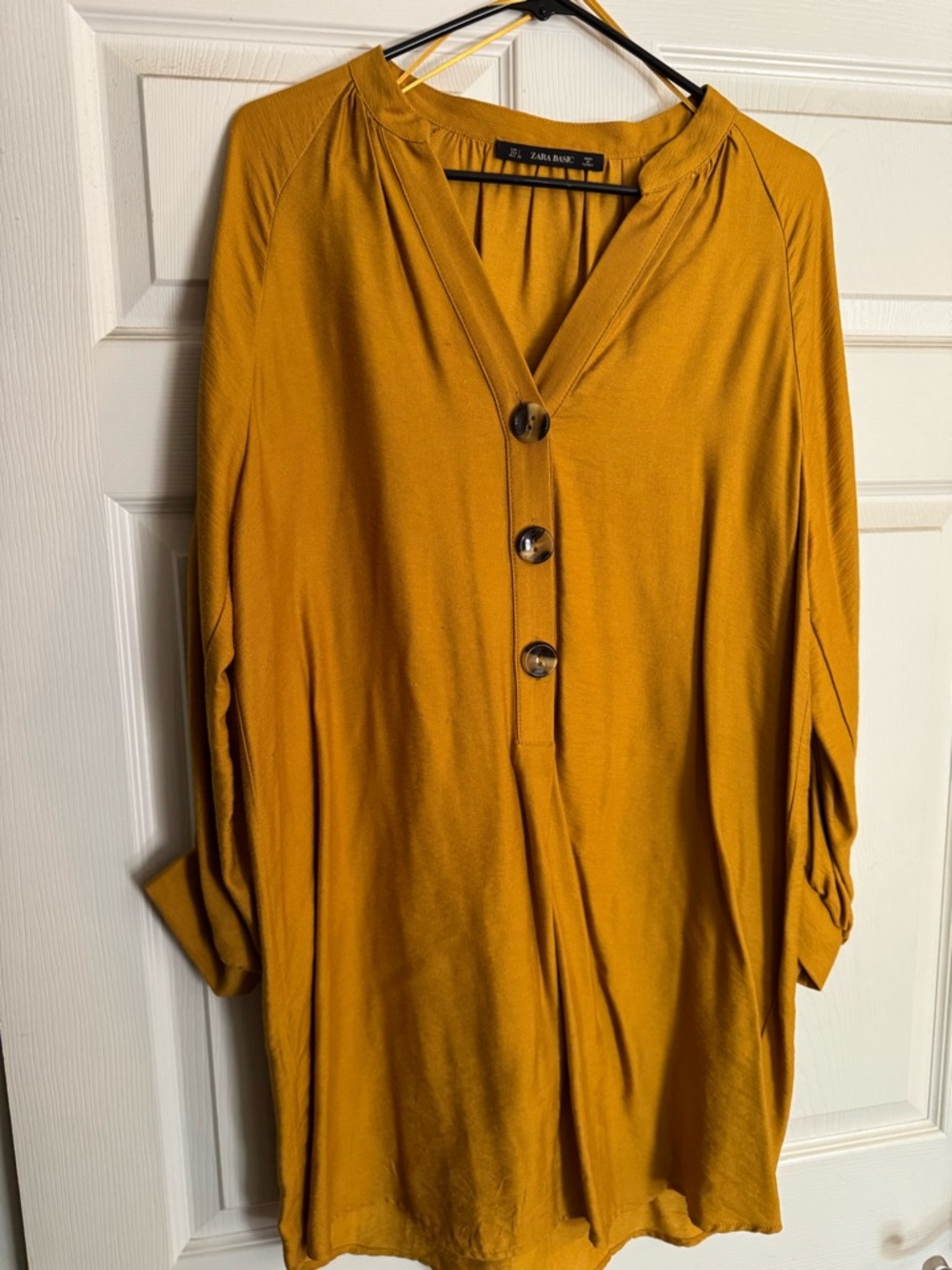 Zara Mustard Yellow Button-Front Women's shirt dress